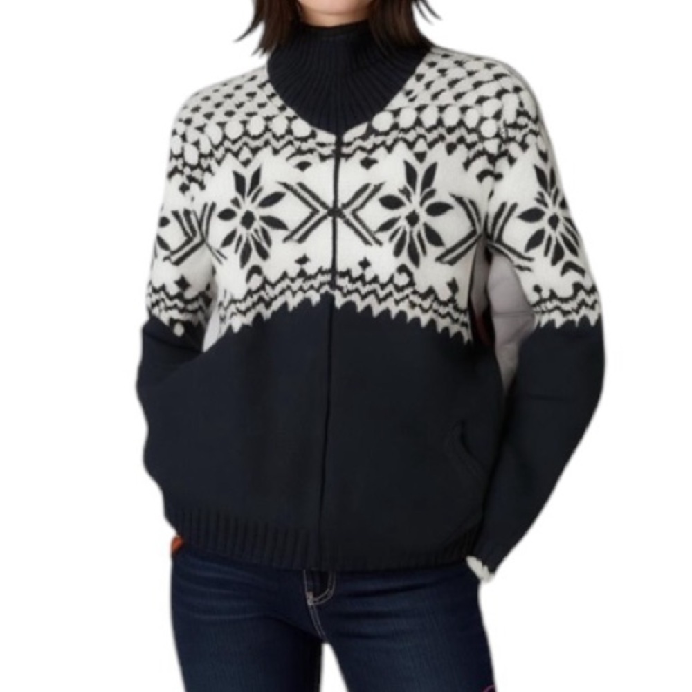 Express Fair Isle Zip up Cardigan Sweater Size L